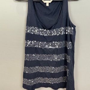 Banana Republic XS Navy Sequin Striped tank
